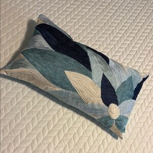 Pier 1 Blue Embroidered Lumbar Pillow